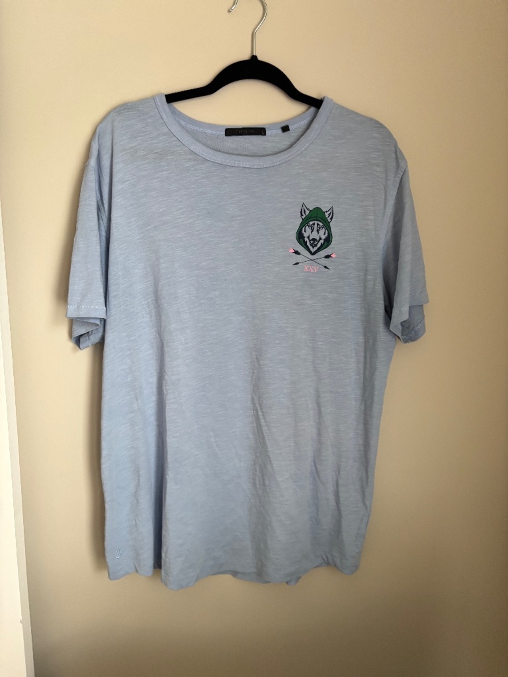 Greyson Clothiers Men’s Large Wolf XXV Graphic T Shirt Blue 100% Cotton